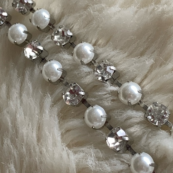 Bra straps replacement pearl and crystal diamond jewel silver chain Bra straps - Picture 11 of 13